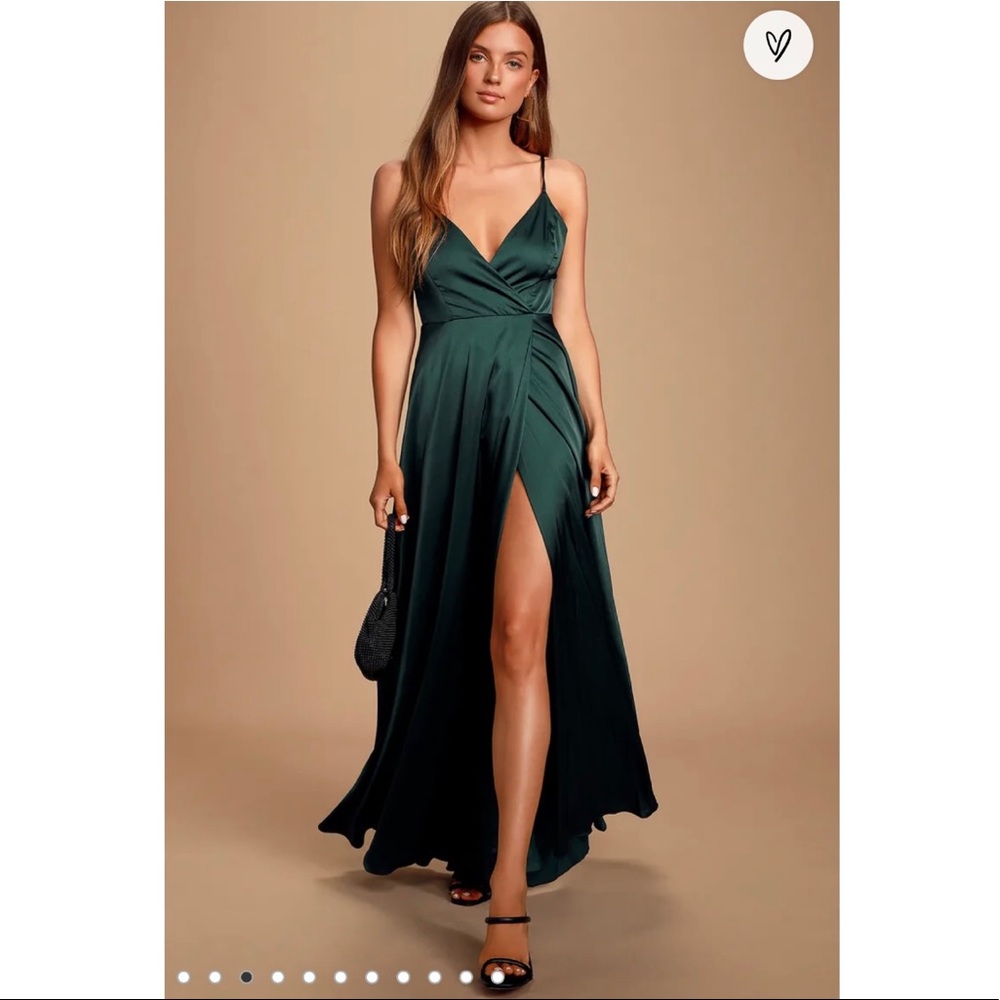 COPY - Lulu’s Emerald Green Satin Maxi Dress Size XS